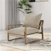 DHP Ella Upholstered Sling Chair  Ivory Linen