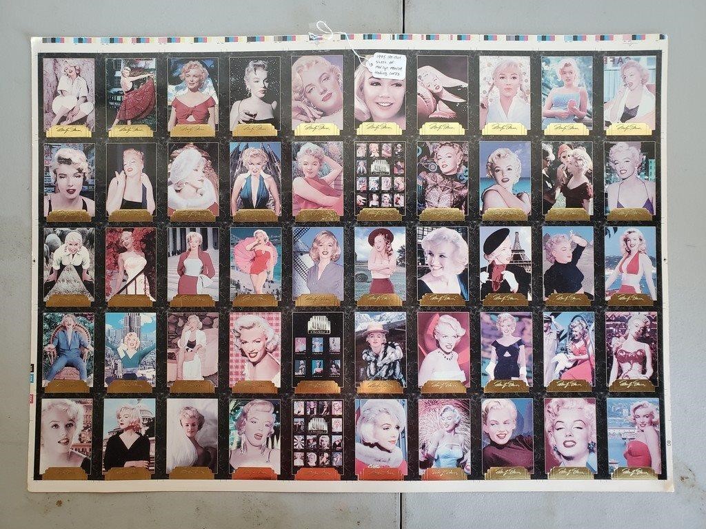 1995 Un-Cut Sheet Of Marilyn Monroe Trading Cards.