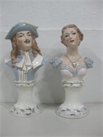 Two Antique 14" Ceramic Busts See Info