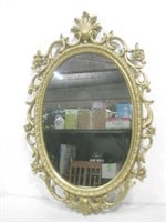 Vtg 28.5"x 19" Framed Oval Mirror