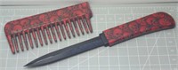 Red skull comb with hidden knife