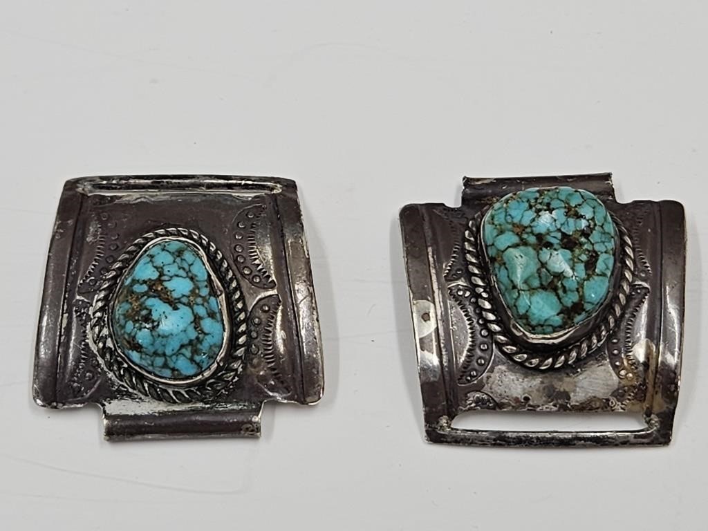 Sterling Silver Watch Band Parts w/Turquoise
