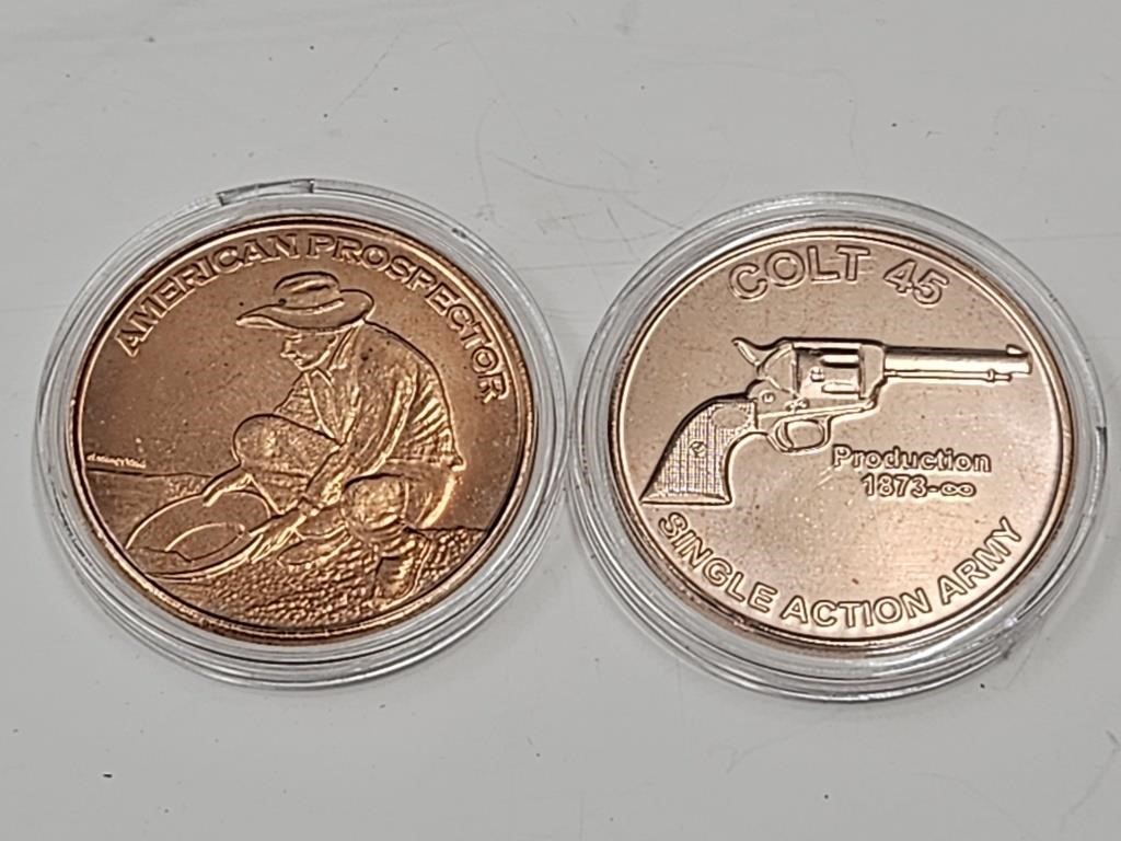 2 Western Copper Rounds Colt 45 Prospector