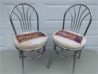 2 Coca Cola chrome chairs w/padded seats