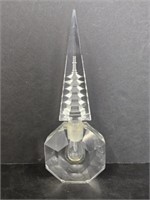 CUT GLASS PERFUME BOTTLE WITH CARVED PAGODA