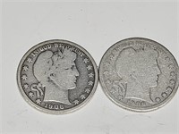 1906 D Silver Barber Half Dollar Coins (2)