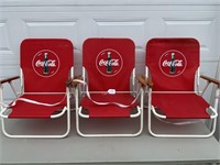 3 Coca Cola folding chairs