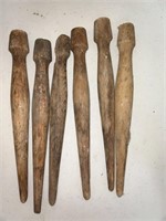 6 Antique Wooden Tent Stakes. 9 in.