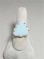 Sterling Silver Ring, Carved Chalcedony Size 9