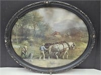 Antique Frame w/Farming Scene "The Clearing"