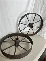 2 Antique Iron Metal Wagon Cart Wheel. 8
