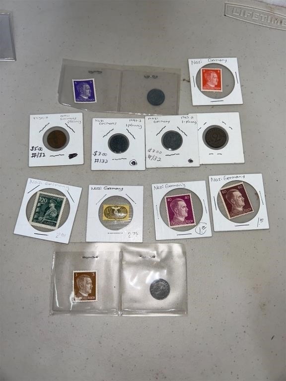 Lot of vintage German stamps  and coins