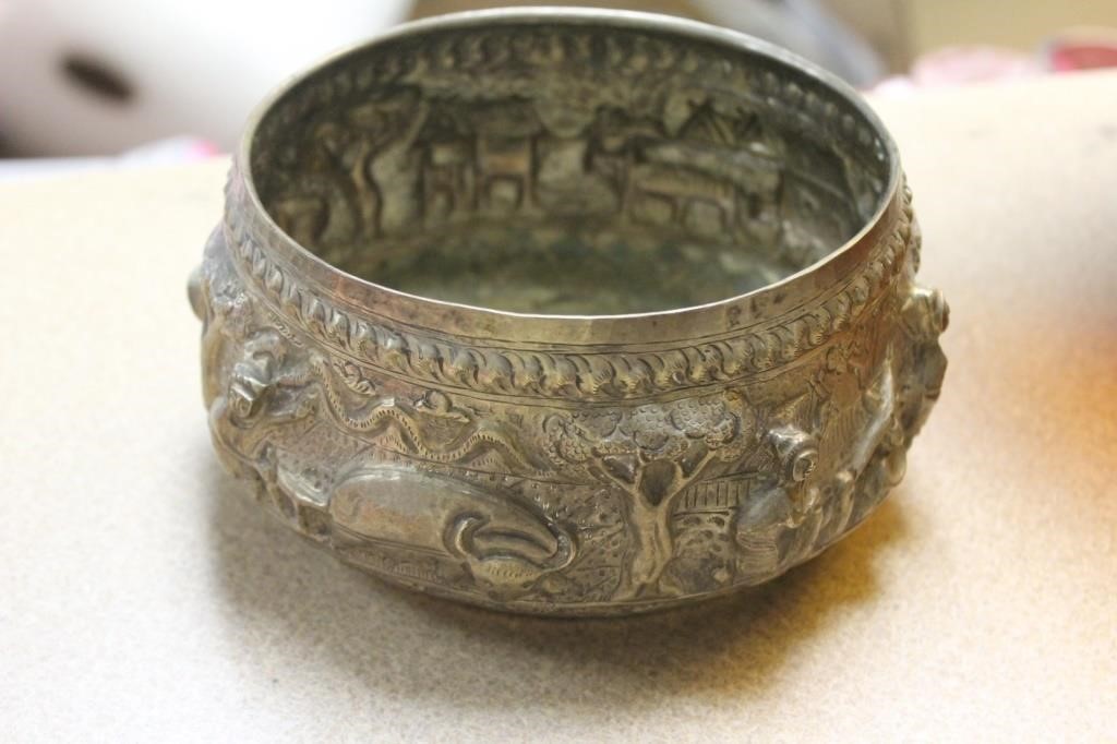 Antique Asian Silverplate Bowl