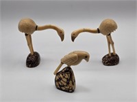 BIRDS CARVED FROM IVORY NUTS