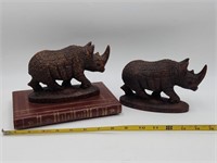 Hand Carved Wood / Resin Rhinoceros Figures