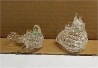 Lot of 2 Homespun Clear Glass Ornaments