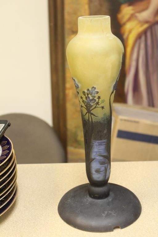 Galle or Galle-Style Art Glass Lamp Base