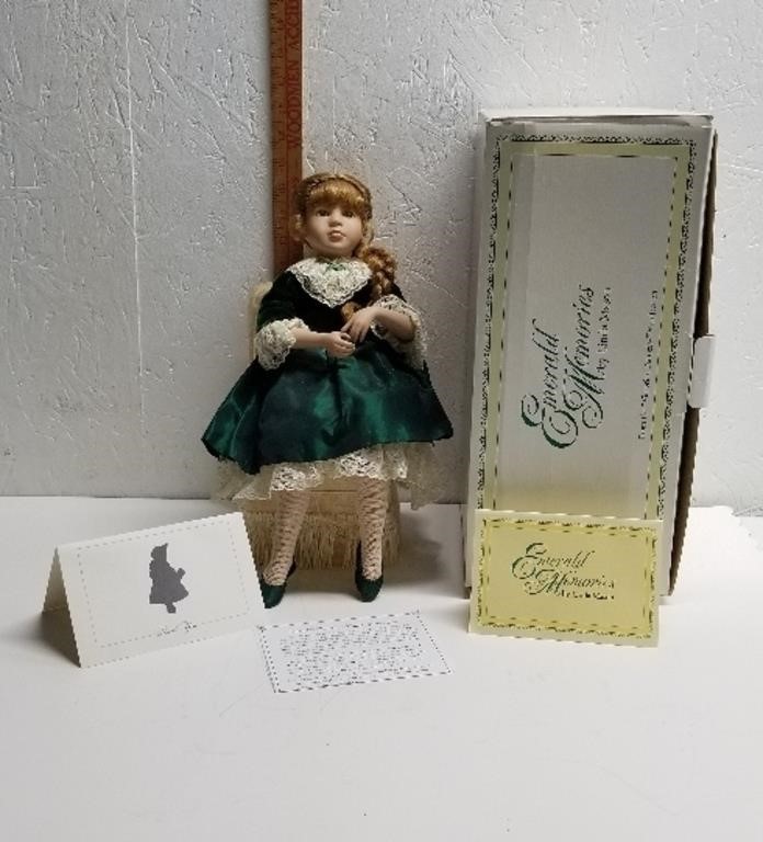 Vintage Porcelain Doll w/Chair - 14 Emerald