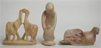 LOT OF 3 CARVED STONE ANIMAL SCULPTURES
