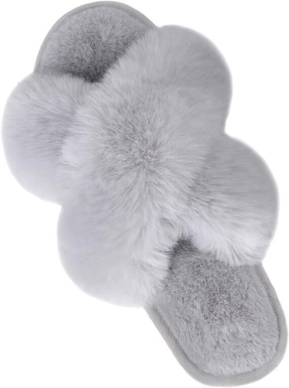 Parlovable Women's Cross Band Slippers Fuzzy Soft