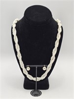 PAIR OF CORO STERLING EARRINGS & BEAD NECKLACE