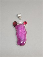 Sterling Silver Pink Agate Pendant