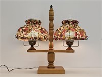 70'S COLONIAL STUDENT LAMP - WITH FABRIC SHADES