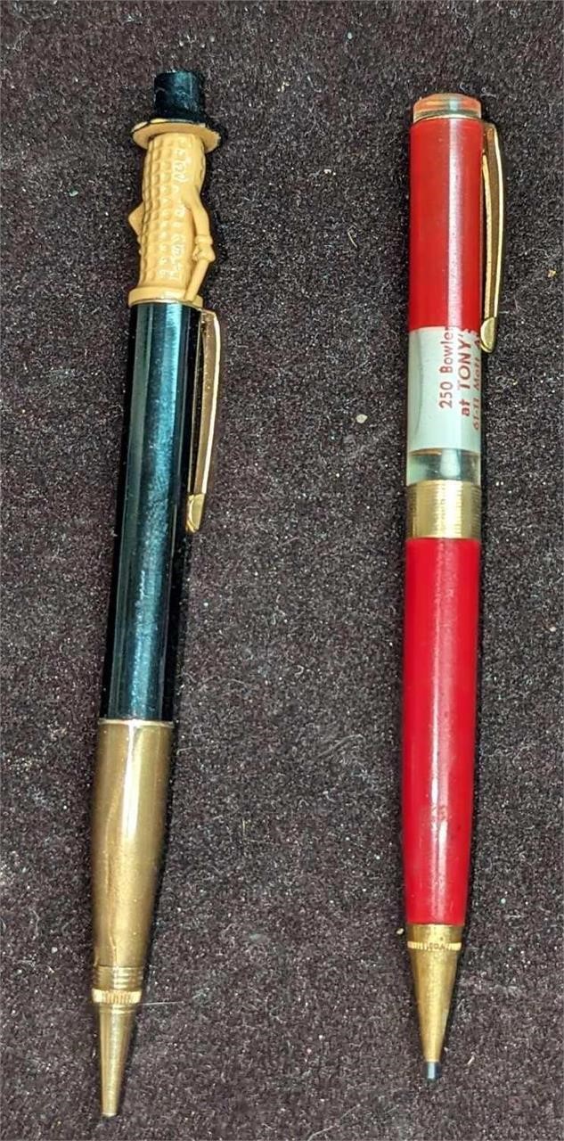 2 Vintage Mr Peanut & Bowling Mechanical Pencils