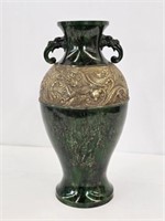 BRASS VASE WITH GOLD ACCENTS - 15" TALL