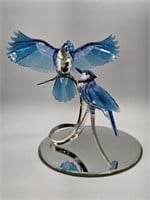 LARGE SWAROVSKI BLUEBIRDS - 11" TALL X 9" W X 9" D