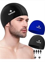 New 2 Pack Lycra Swim Caps for Women Men, High