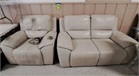 Ashley Leather Electric Recliner & Loveseat