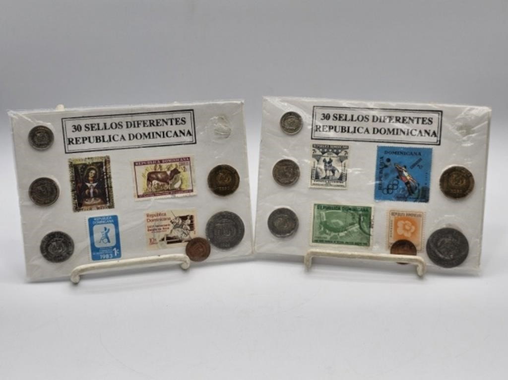 REPUBLICA DOMINICA 1969 & 1983 COIN & STAMP SETS