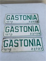 3-1974 GASTONIA TAGS-NUMERIC ORDER