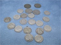 Seventeen Silver Content Dimes & Four Nickels