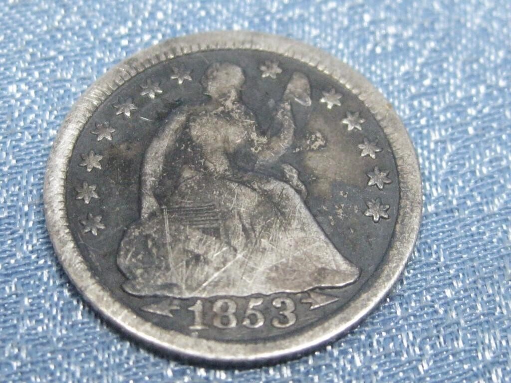 1853 Liberty Seated Half Dime 90% Silver