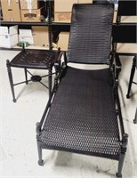 Metal & Faux Ratten Lounge Chair & End Table