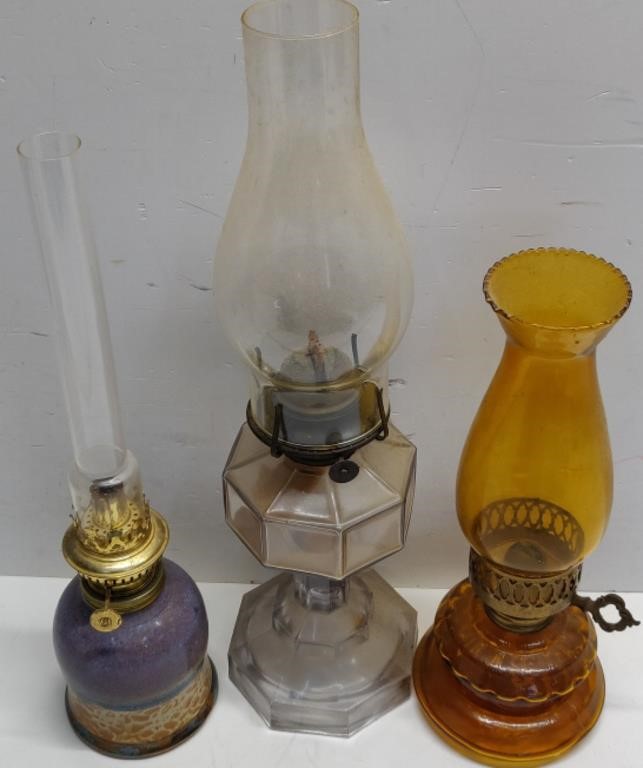 Vintage Oil Lamps w/ Chimneys