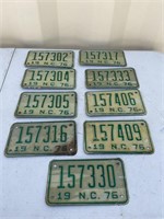 9-1976 MOTORCYCLE TAGS