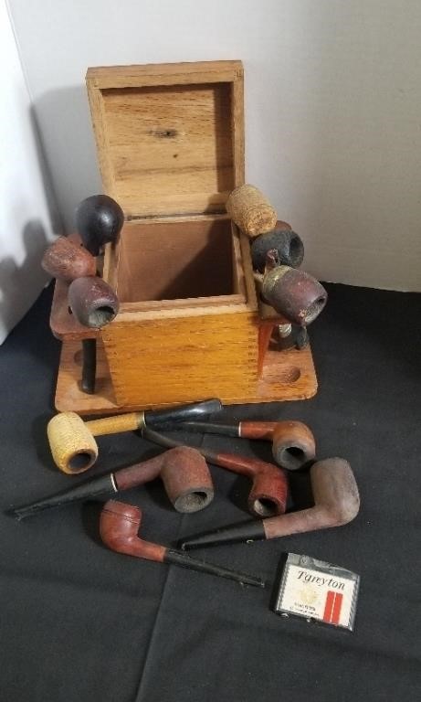 Lot of Vintage Pipes  Lighter and Pipe Box