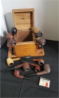 Lot of Vintage Pipes  Lighter and Pipe Box