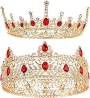 (read) 2 Pieces Prom King and Queen Crown Set