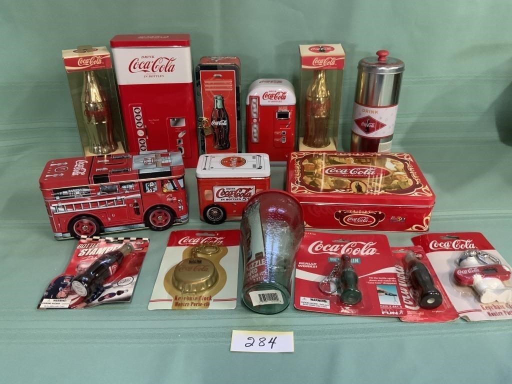 Coca Cola repro tins, coke machines, etc
