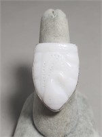 Sterling Silver Carved White Jade Ring Size 8