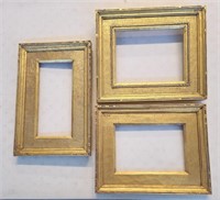 3 Antique Lemon Gold Leaf Arts Crafts Frames