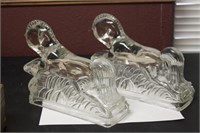 Set of Two Clear Glass Horses