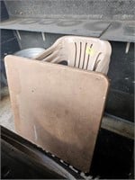 SQUARE FOLDING TABLE AND (3) PLASTIC CHAIRS