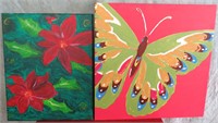 2- COLORFUL WALL ART HANGINGS ON CANVAS