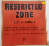 Restricted Zone No Hunting Sign