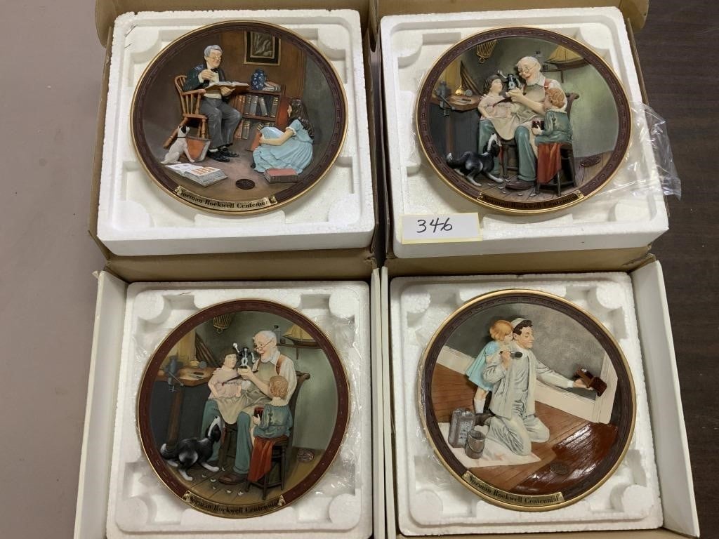 4 Norman Rockwell embossed collector plates